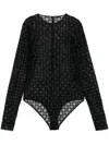Givenchy Logo Monogram Semi-sheer Bodysuit In Black
