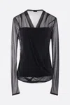 Givenchy Black V-neck Mesh Top In Black