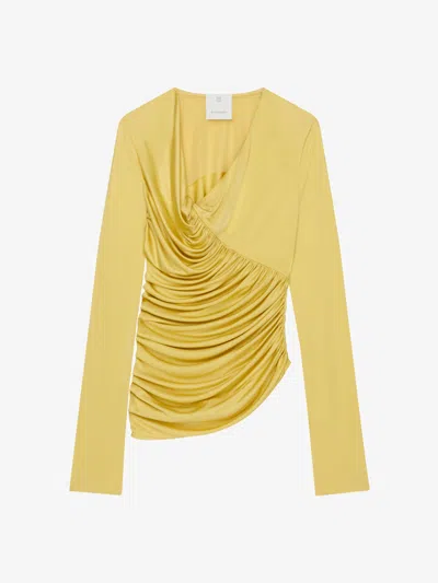 Givenchy Draped Satin Top In Yellow