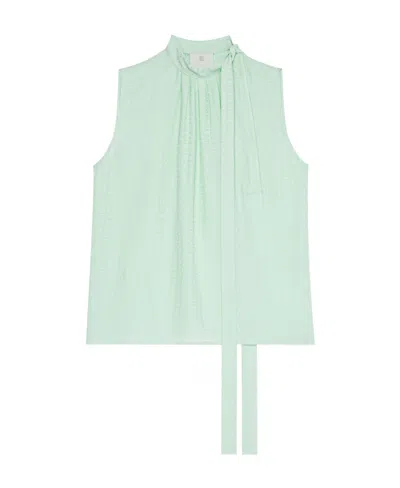 Givenchy Tie-detailed Silk-jacquard Blouse In Green