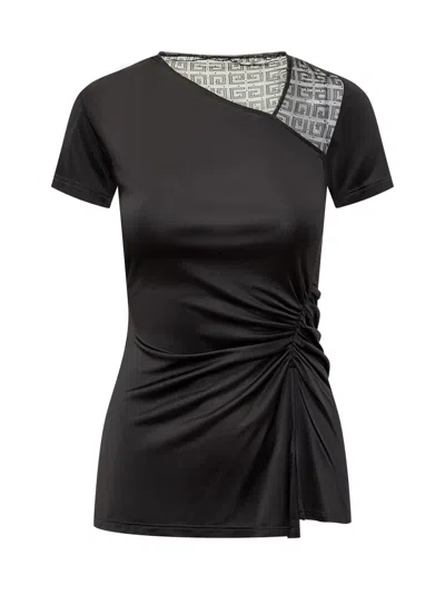 Givenchy 4g Mesh Draped Top In Black