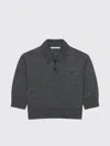 Givenchy Cropped Wool And Alpaca Polo Sweater In Gray