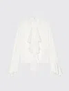 Givenchy Womens White V-neck Ruffle-trim Silk Blouse In White