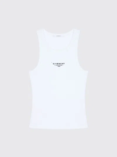 Givenchy Women Slim Tank Top With Logo Print In White