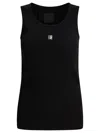 Givenchy Sleeveless Black Stretch Top With Silver Logo Detail In Black