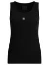 Givenchy Sleeveless Black Stretch Top With Silver Logo Detail In Black