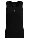 Givenchy Sleeveless Black Stretch Top With Silver Logo Detail In Black