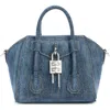 Givenchy Blue Denim Antigona Lock Toy Bag In Dark Blue