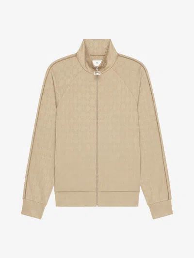 Givenchy Tracksuit Jacket In Shiny Monogram 72 Jacquard In Beige Cappuccino