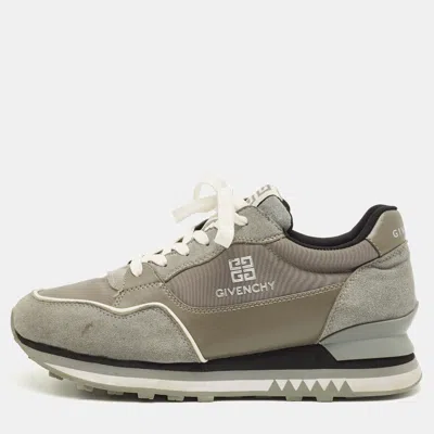 Pre-owned Givenchy Trainer Size 43 Grey Nylon And Suede Lace Up Sneakers In Gray