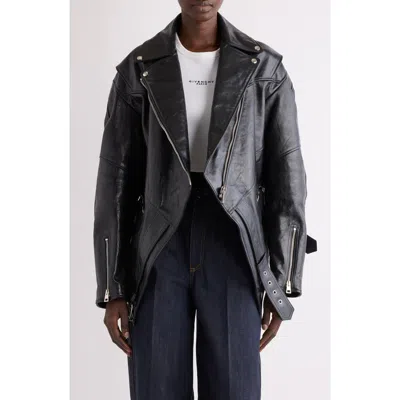 Givenchy Trapeze Leather Biker Jacket In Black