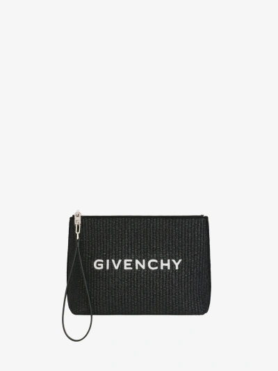 Givenchy Travel Pouch In Raffia In Black