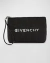 Givenchy Travel Zip Top Pouch In Raffia With Wristlet In Black