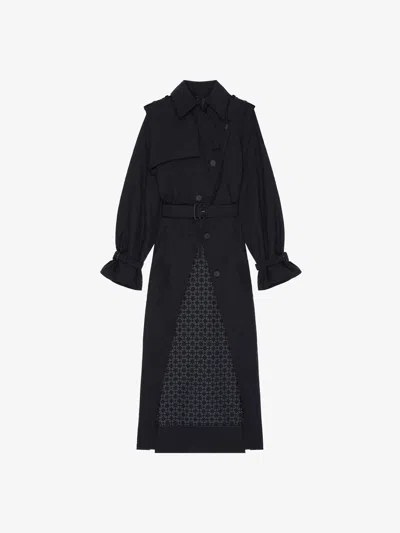 Givenchy Trench-coat In Textured Monogram 72 In Bleu Foncé