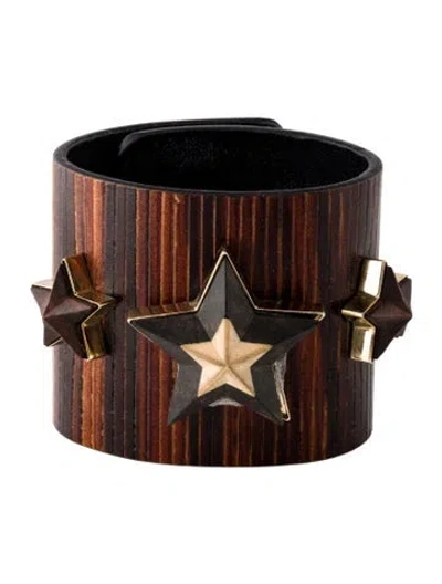 Pre-owned Givenchy Triple Star Leather Cuff, 5.75" In Multi