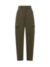Givenchy Cotton Blend High Waist Cargo Pants In Green