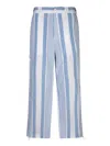 Givenchy Pants In Linen With 4g Stripes In Blue