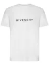 Givenchy White Crewneck T-shirt With Logo Print In Cotton Man