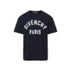 Givenchy Navy Short-sleeved T-shirt With Logo In Blue