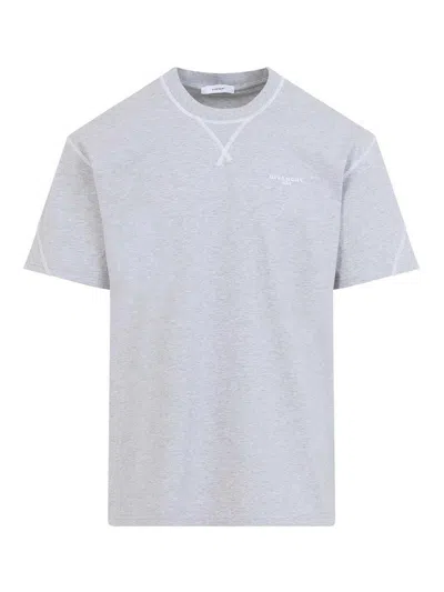 Givenchy Logo-embroidered Cotton-jersey T-shirt In Gray
