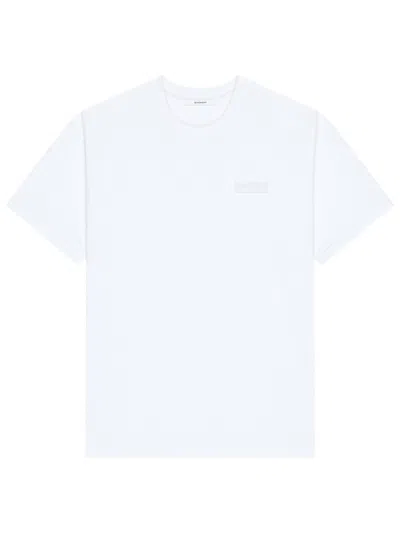 Givenchy T-shirt In Cotton With Paris Gros Grain In White