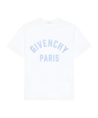 Givenchy T-shirt In Cotton With  Paris Embroidery In White
