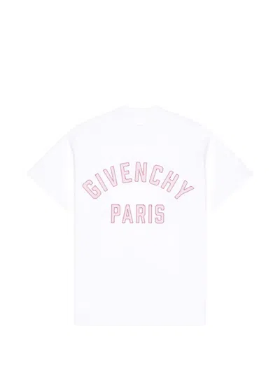 Givenchy T-shirt In Cotton With  Paris Embroidery In White