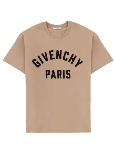 Givenchy T-shirt In Cotton With Paris Embroidery In Brown