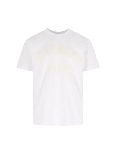 Givenchy T-shirt In Cotton With Paris Embroidery In White