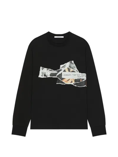 Givenchy T-shirt In Cotton With Ripped Papers Print In Black