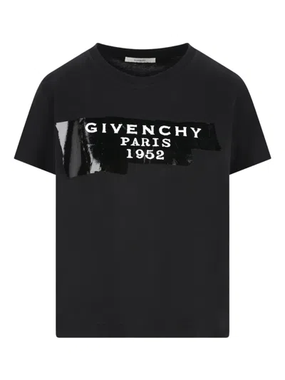 Givenchy T-shirt In Cotton With Tape Print In Black