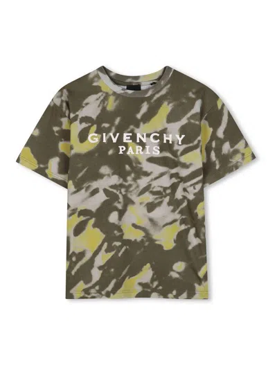 Givenchy Kids' T-shirt With Tie-dye Pattern In Green