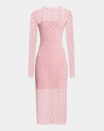Givenchy Dress In Monogram 72 Tulle In Skin Rose