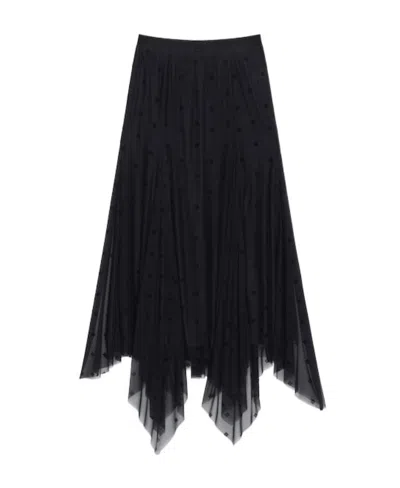 Givenchy Asymmetric Skirt In 4g Tulle In Black