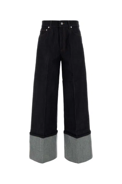 Givenchy Wide Leg Denim Trousers Contrast Cuffs In Blue