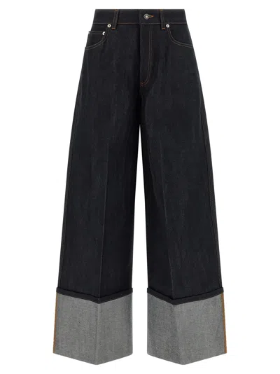 Givenchy Wide Leg Denim Trousers Contrast Cuffs In Blue