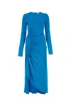 Givenchy Turquoise Crepe Long Dress In Blue