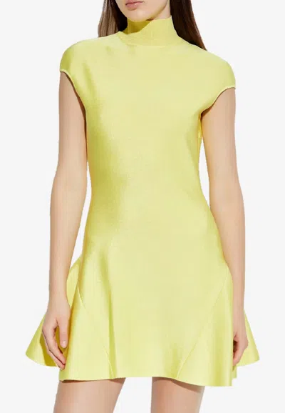 Givenchy Turtleneck Flared Mini Dress In Yellow