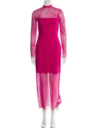 Pre-owned Givenchy Turtleneck Long Dress In Pink