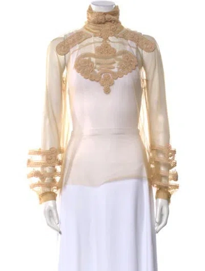 Pre-owned Givenchy Turtleneck Long Sleeve Blouse In Neutral