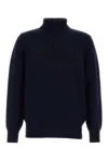 Givenchy Turtleneck Sweater In Cotton With Paris Embroidery Clothing In Blue