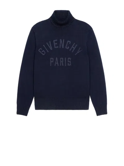 GIVENCHY GIVENCHY TURTLENECK SWEATER IN COTTON WITH GIVENCHY PARIS EMBROIDERY