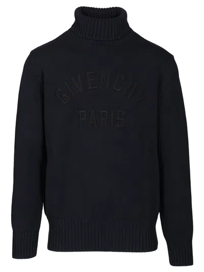 Givenchy Turtleneck Sweater Knitwear Blue In Black