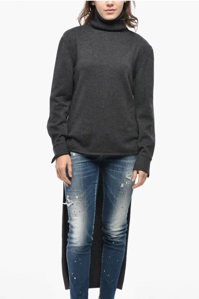 Givenchy Turtleneck Wool Blend Sweater With Asymmetric Design In Gray