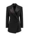 Givenchy Pleated Back Blazer With Satin Accents In Black