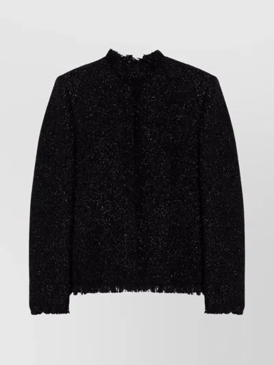 GIVENCHY TWEED AND LUREX JACKET WITH FRINGE DETAILING