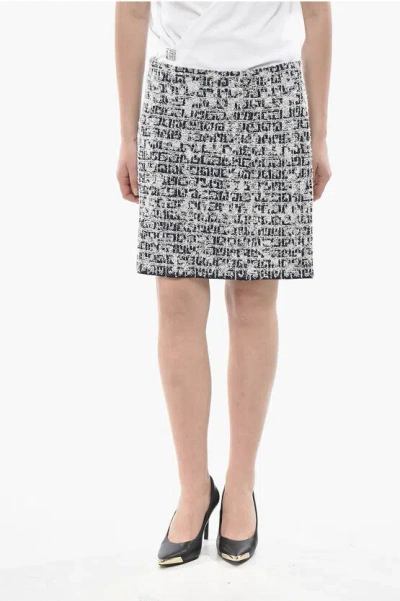 Givenchy Tweed Mini Skirt With Back Zip In Gray