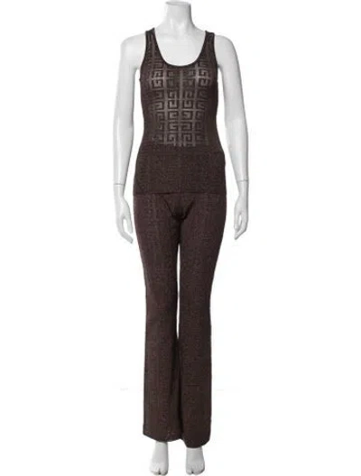 Pre-owned Givenchy Tweed Pattern Pant Set W/ Tags In Brown