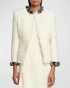 Givenchy Tweed Short Jacket With Beaded Trim In Ecru
