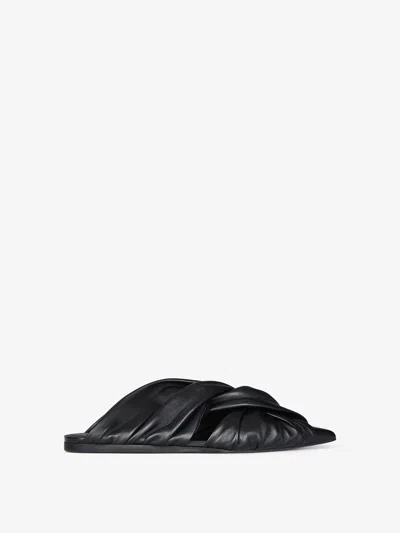 Givenchy Twist Flat Mules In Leather In Black